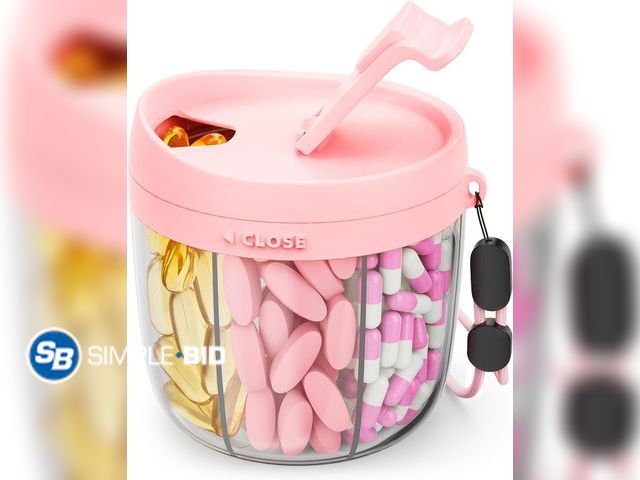 Lot 58-74097 - New  Cute Pill Dispenser with Anti-Mix Design, 7-Slot, BPA-Free, Patented | Portable Travel Pill Org...