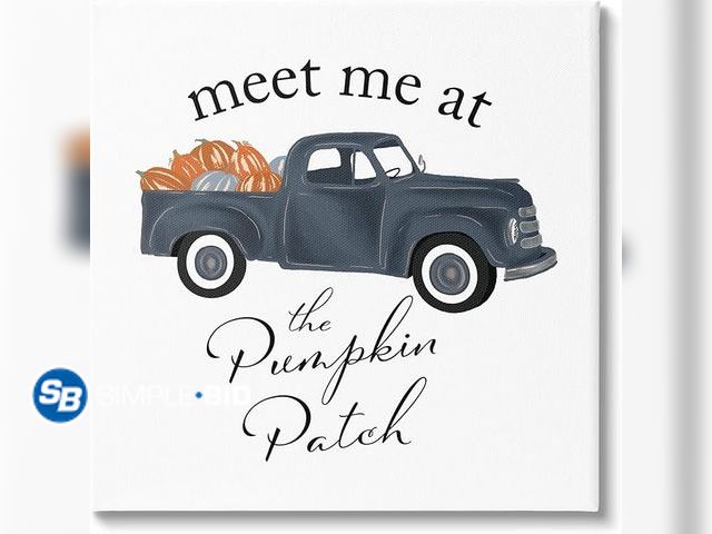 Lot 58-34936 - New Stupell Industries Meet Me At Pumpkin Patch Truck Canvas Wall Art, Design by The Saturday Evenin...