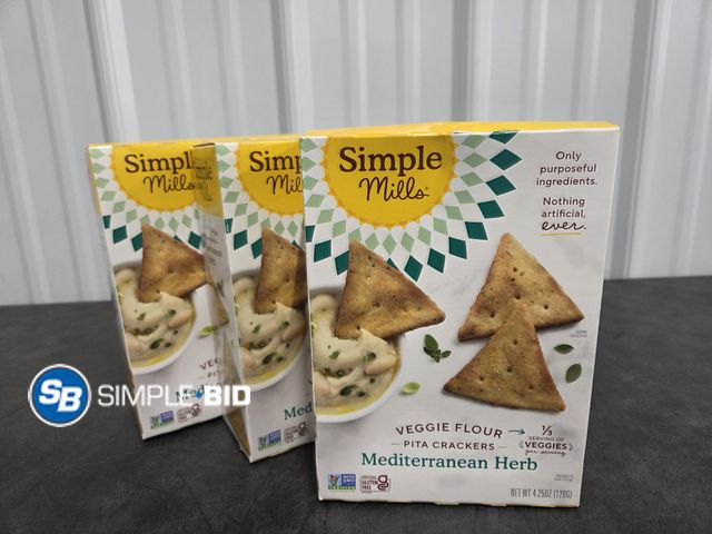 Lot 58-69573 - Lot of (3) Simple Mills Veggie Pita Crackers, Mediterranean Herb - Gluten Free, Vegan, Healthy Snack...