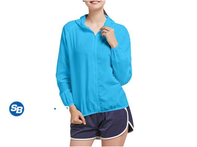 Lot 58-65437 - New Womens Athletic Jackets Lightweight UV Protection Upf50+ Hooded Outwear Long Sleeve Zipper Outdo...