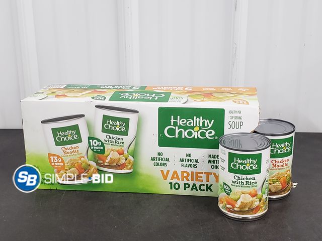 Lot 58-51136 - Healthy Choice - Chicken Noodle and Chicken with Rice Soup  7 pack - unopened