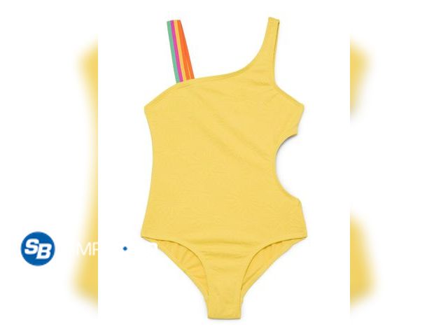 Lot 58-65637 - New Wonder Nation Girls Asymmetrical Embossed Swim One-Piece, Size M