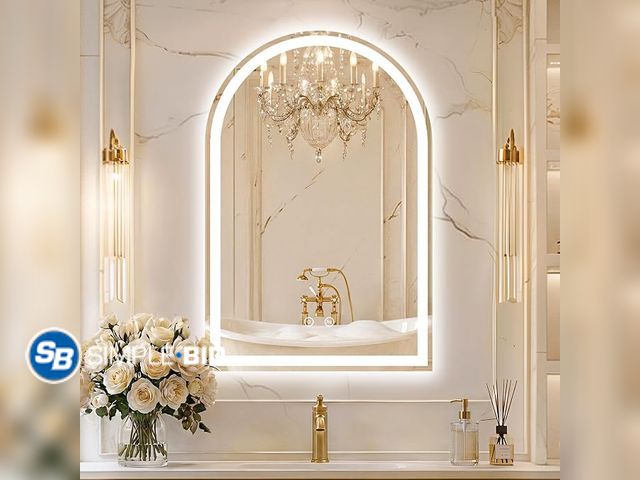 Lot 58-76059 - New Arched LED Bathroom Mirror with Lights, 24" x 36" Lighted Vanity Mirror - Retails $109
