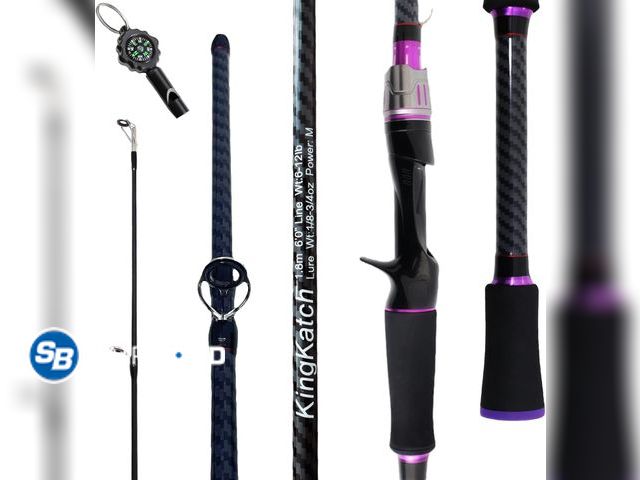 Lot 58-75997 - New 24-Ton Carbon &amp; Fiberglass Spinning/Casting Rod, Lightweight 2-Piece Sensitive Fishing Rod w...