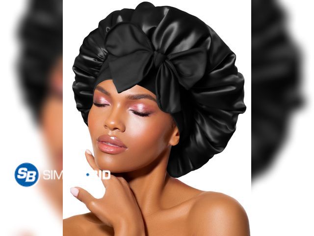 Lot 58-38056 - Lot of (2) New BONNET QUEEN Silk Bonnet for Sleeping Women Satin Bonnet Night Sleep Cap Hair Wrap fo...