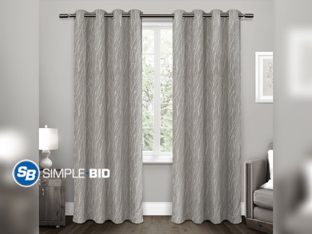 Lot 58-54702 - New Exclusive Home Forest Hill Woven Room Darkening Blackout Grommet Top Curtain Panel Pair, 52"x84"...