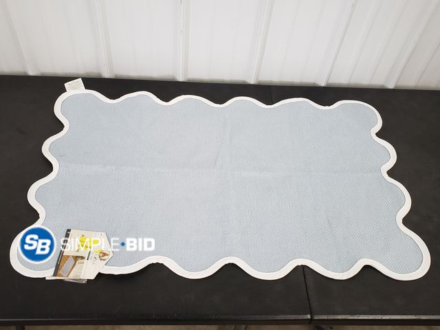 Lot 58-70735 - My Texas House 24" x 38" Lt Blue Scallop Accent Rug, Indoor/Outdoor Ideal for Layering