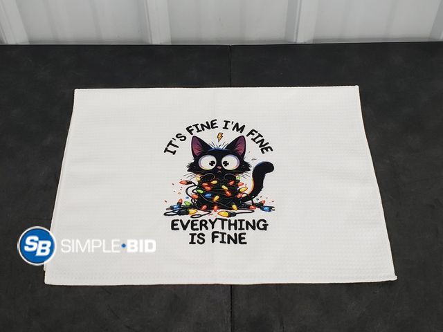 Lot 58-36810 - New It's FINE I'm FINE everything is FINE cat lovers kitchen towel