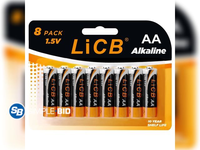 Lot 58-60837 - New LiCB High Capacity Alkaline AA Batteries (8-Pack), 1.5 Volts Long-Lasting Double A Battery
