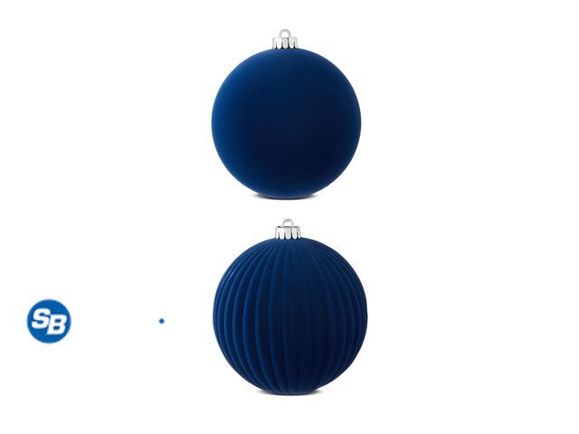 Lot 58-52865 - CHRISTMAS IN JULY! New 2 Count Navy Velvet-Feel Jumbo Shatterproof Christmas Ornaments, 5.9", by Hol...