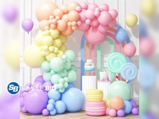Lot 58-60373 - New Pastel Rainbow Balloons Arch Garland Kit, Macaron Easter Balloon Arch Kit,18/12/5 In Pastel Spri...