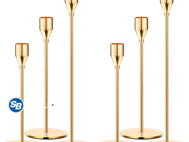 Lot 58-83656 - New Oatnauxil Metal Gold Taper Candle Holder for Wedding, Dinning, Party, Fits 3/4 inch Thick Candle...