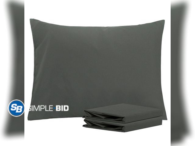 Lot 58-51474 - New Ntbay Microfiber Pillowcase set - 2 Pack - Envelope Closure Pillow Cases - Standard - Dark Gray