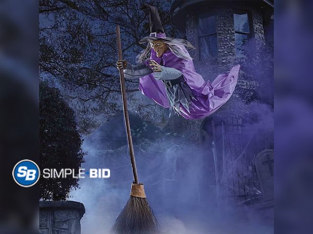 Lot 58-38600 - New Halloween Decorations - Halloween Decorations Outdoor - 11.5 Ft Animated Hovering Witch Animatro...