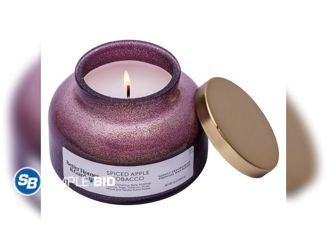 Lot 58-54895 - New Better Homes &amp; Gardens 1-Wick Scented Glitter Jar Candle, Spiced Apple Tobacco, 12oz.