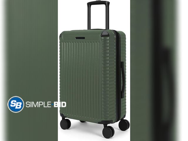 Lot 58-36342 - New World Traveler Dejuno Abrams Lightweight Hardside Spinner Luggage, olive color, Large Checked 28...