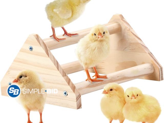 Lot 58-63868 - New Wooden Chick Perch Stand, Pine Chicks Roosting Bar, Jungle Gym Perch Toys for Chicken Coop &amp;...