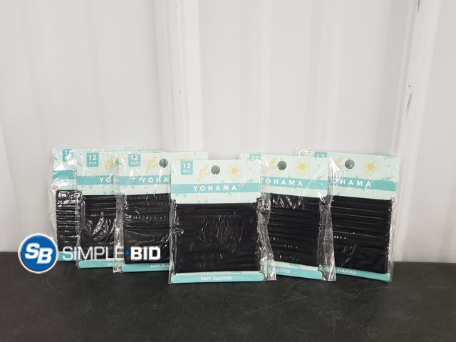 Lot 58-68860 - Lot of (6) Packs of 12pcs Yohama Soft Elastic Hair Ties