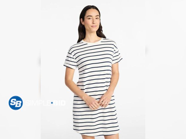 Lot 58-71452 - New Time and Tru Women's Cotton T-Shirt Dress with Short Sleeves, Size S