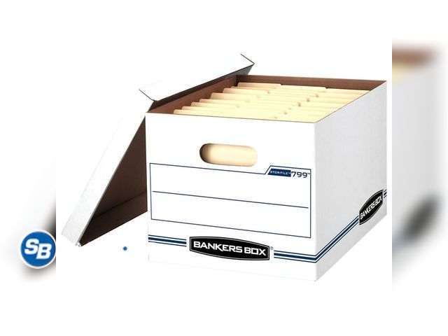 Lot 58-26223 - New Bankers Box Basic Duty Letter/Legal File Storage Box with Lids, 10 Pack, White Corrugate Cardboa...