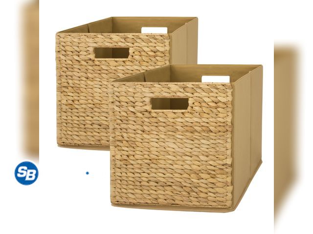 Lot 58-58629 - New Better Homes &amp; Gardens Fabric Cube Storage Bins (12.75" x 12.75"), Natural, 2 Pack