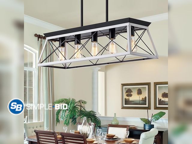 Lot 58-35303 - New 5-Light Pendant Lights Fixture, Farmhouse Chandeliers for Dining Room, Rustic Island Lights for ...