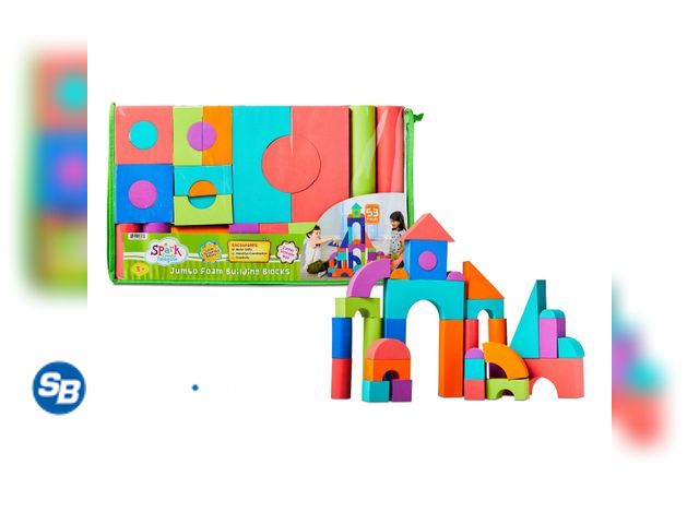 Lot 58-54092 - New Spark.Create.Imagine Jumbo Foam Building Blocks, 53 Pieces for Ages 3+