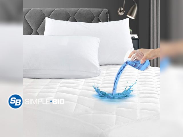 Lot 58-68432 - New GRT King Waterproof Mattress Pad, 100% Waterproof Quilted Fitted Mattress Protector, Noiseless H...