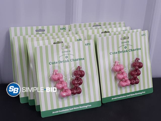Lot 58-40100 - Lot of (10) New Outdoor Cute drink charms -- 6 piece each -- Cherries!! - Super cute!