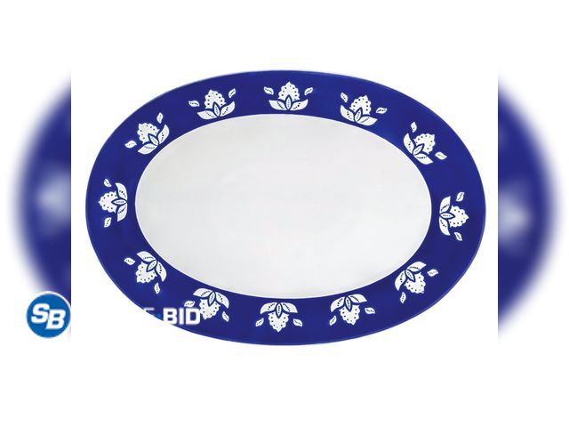 Lot 58-68278 - New Sofia Home Large Oval Indigo Stoneware Serve Tray by Sofia Vergara