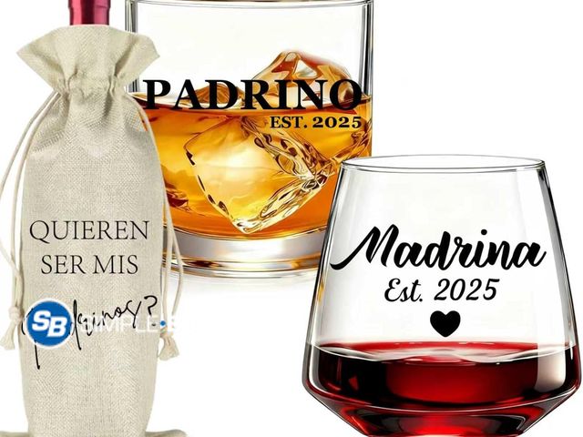 Lot 58-57857 - New Physkoa Godparents Gifts-Set de Regalo para Padrinos – Copa de Vino para Madrina (13.8oz), Vaso ...
