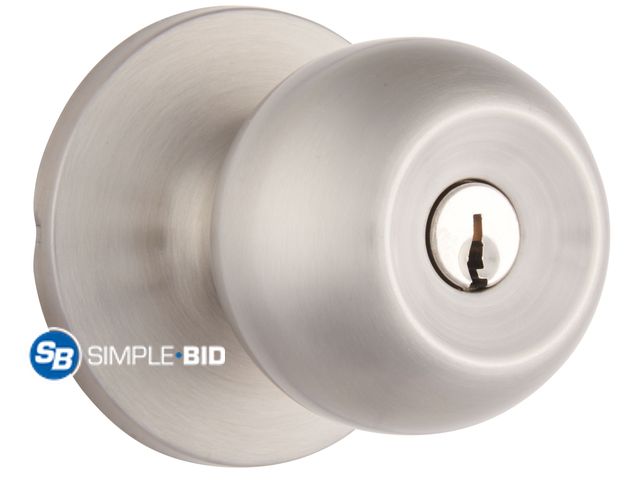 Lot 58-58057 - Brinks Keyed Entry Classic Ball Style Doorknob, Satin Nickel Finish - appears unused