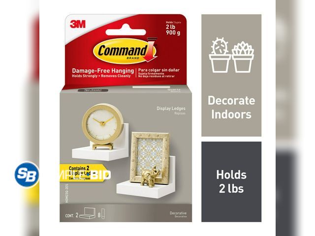 Lot 58-58742 - New Command Display Ledges, Quartz, 2 Wall Display Ledges