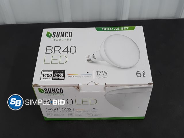 Lot 58-30134 - Sunco Lighting BR40 LED 6000K Daylight Deluxe - 6 Pack