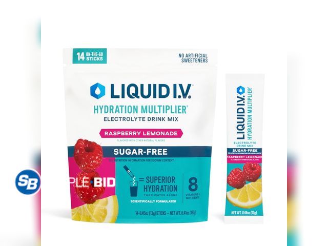 Lot 58-37835 - Liquid I.V.® Hydration Multiplier Sugar Free – Raspberry Lemonade | Electrolyte Powder -- 29 individ...