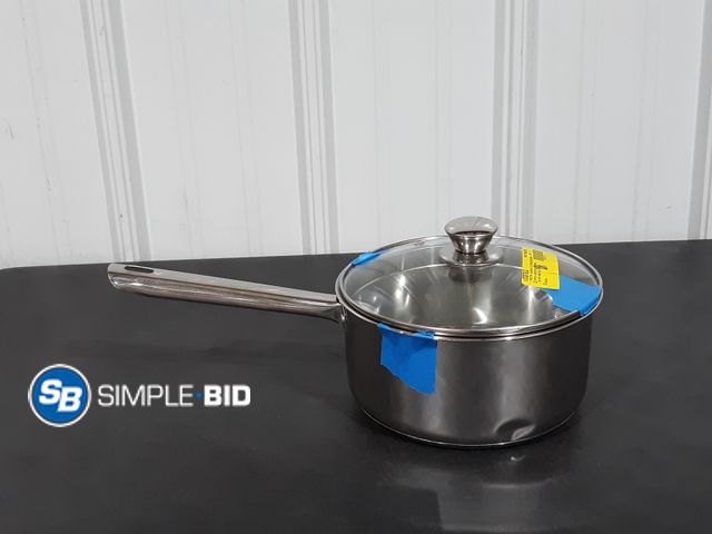 Lot 58-36944 - New  Stainless Steel 2-Quart Small Sauce Pan with Glass Lid, Induction-Ready Saucepan, Oven-Safe, Di...