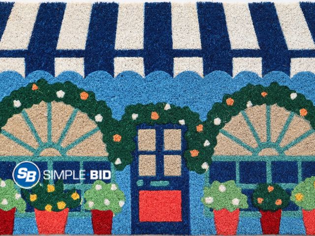 Lot 58-37529 - New Mainstays 18"x30" Blue Flower Shop Coir Fiber Doormat
