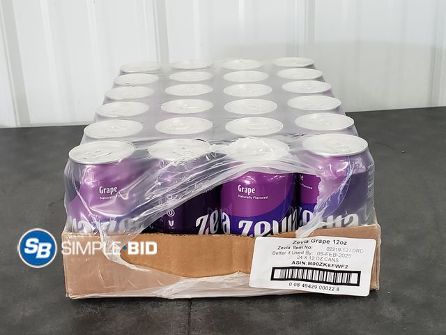 Lot 58-71939 - ZEVIA! Grape pop 24 pack - unopened - expired