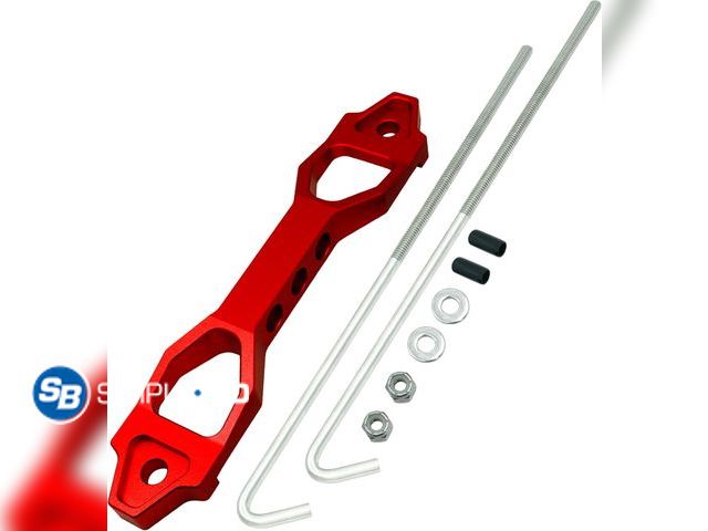 Lot 58-58179 - Altland Heavy Duty Battery Tie Down Bracket (11 Inch J-Hooks, Matte Red)