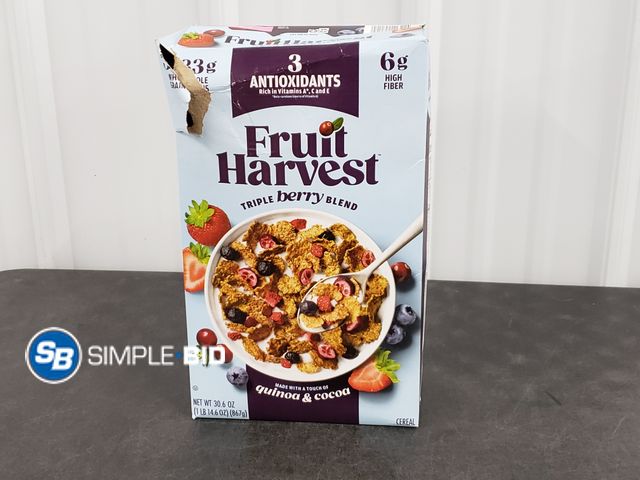 Lot 58-29905 - Fruit Harvest Triple Berry Blend Cereal - unopened