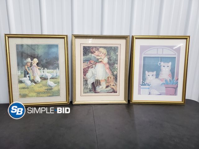 Lot 58-74400 - Lot of (3) Decorative Framed Wall Decor  - various styles - approx. 22" x 18"