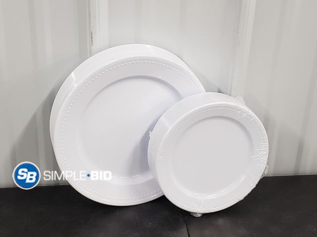 Lot 58-41474 - Kirkland Elegant Plastic Plates 50 count - out of package - unused