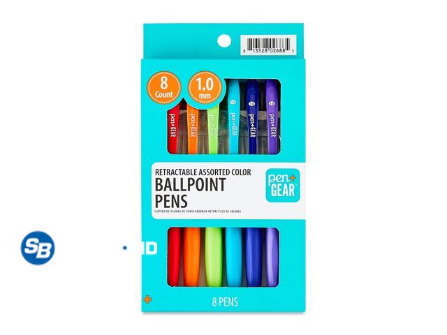 Lot 58-58116 - New Pen+Gear Retractable Ballpoint Pens, Medium Point, 1.0 mm, 8 Count, Assorted Colors