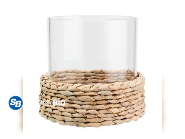 Lot 58-37523 - New Better Homes &amp; Gardens Decorative Hyacinth Hurricane Pillar Candle Holder, Brown