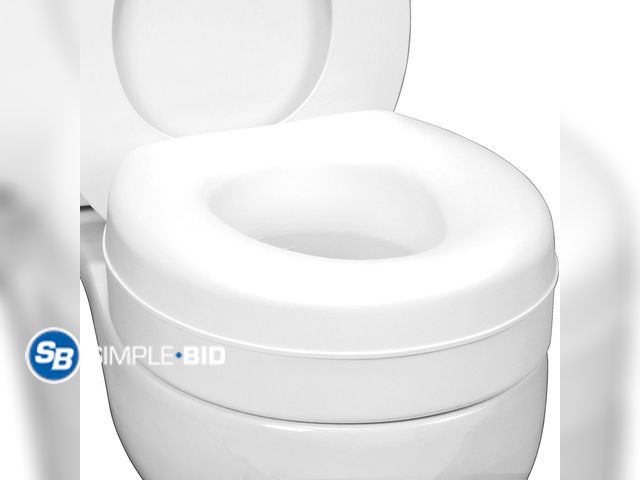 Lot 58-76077 - New HealthSmart 5-Inch Raised Toilet Seat Riser for Standard Round Toilets, Portable No-Assembly Bat...