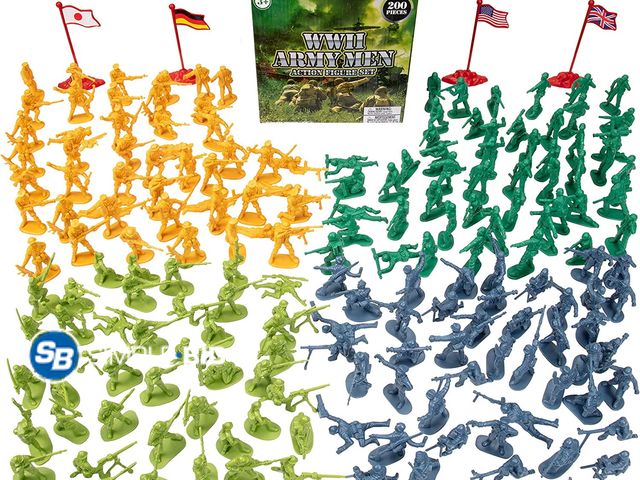 Lot 58-54135 - New Army Men Action Figures -soldiers of WWII- Big Bucket of Army Soldiers - Over 200 Piece Set