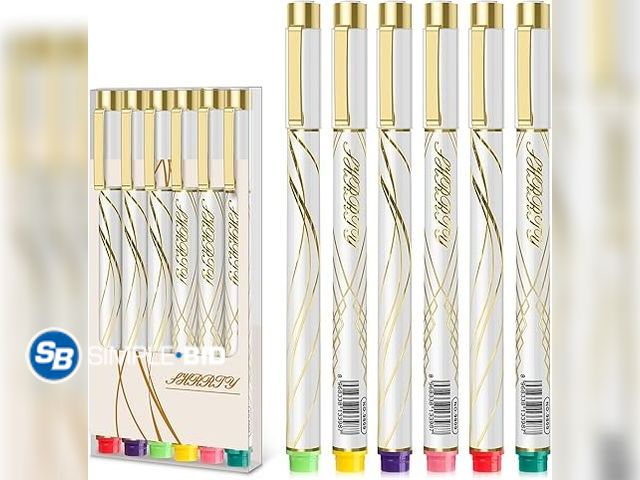 Lot 58-18038 - New Colored Pens Bulk 6-Pack,Cute Noble Gold Line Penholder Pens,Colorful Pen Gel Pens,Waterproof Co...