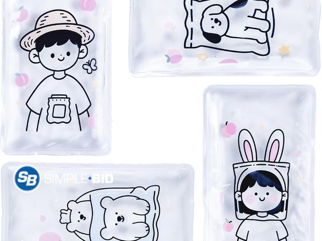 Lot 58-83959 - New Reusable Gel ice Pack Children's Lunch Box, 4 Cute Cartoon Designs, Flexible hot and Cold compre...