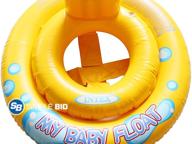 Lot 58-68332 - New Intex 26.5" My Baby Pool Float 2 Air Chambers, Back Rest, Yellow, Limit 33 lb Ages 1-2