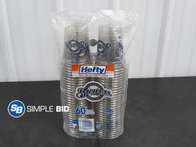 Lot 58-33677 - Hefty 18oz MLB Party Cups - Milwaukee Brewers (60) Cups Per Pack